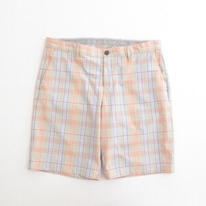 Tommy Bahama Mens Shorts Pink Blue Orange Plaid Performance Stretch Golf Size 36